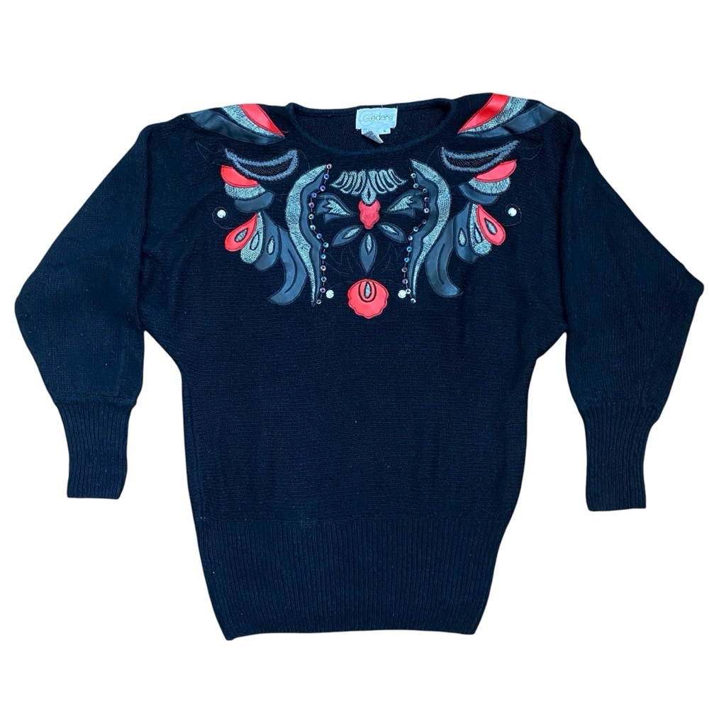 Vintage Cedars 1980s Women’s Abstract Ornate Sweater